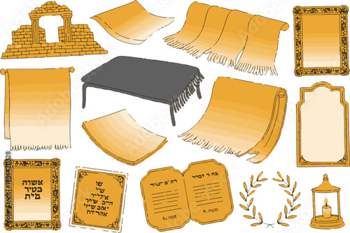 Jewish objects and texts for synagogue and home ceremony.