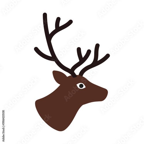 Reindeer Head Silhouette with Antlers