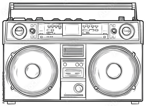 Radio boombox with large speaker coloring page.