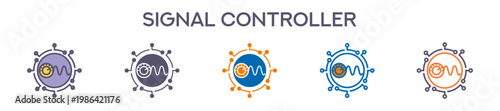 Signal Controller Element For Design Graphic - Multi Styles. Vector Illustration Of Two Colored And Black. Multiple Icons Designs Can Be Used For Mobile, Ui, Web 