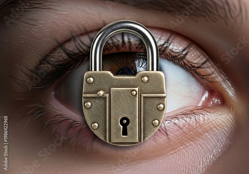 Close Up Eye with Lock Padlock on Eyelid