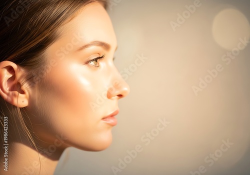 Close Up Portrait of Young Woman in Warm Sunlight