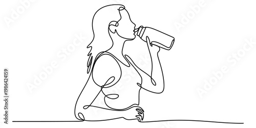 A single line art drawing of a person feeling sad and lonely sitting under a large dark cloud. Vector, illustration