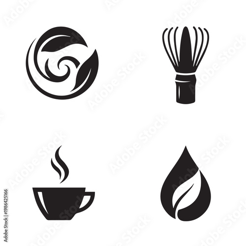 Premium Matcha and Organic Tea Brand Logo Set