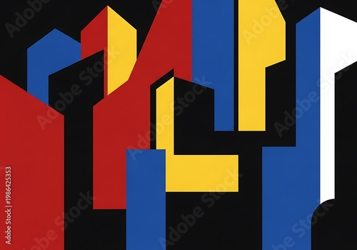 Colorful Geometric Abstract City Block Artwork