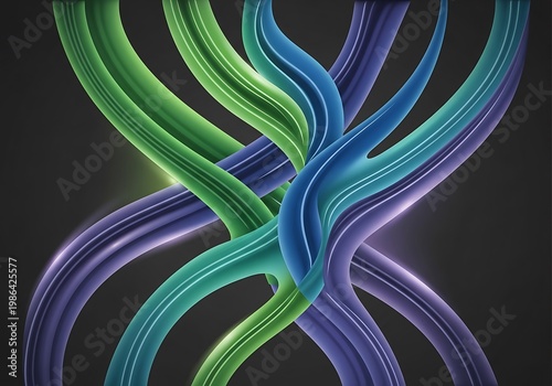 Colorful Interwoven Ribbons Crossing in Abstract Design
