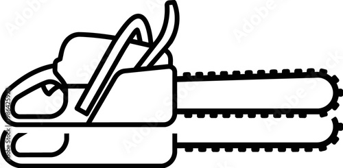 Chainsaw line art illustration powerful cutting tool forestry equipment in monochrome sharp blade for woodworking and tree work