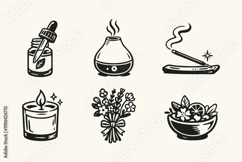 Aromatherapy and Wellness Icon Set