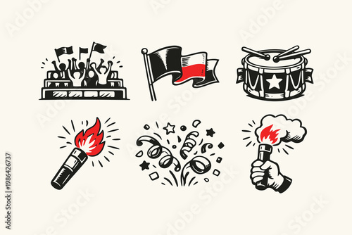 Sports Fan and Football Supporter Icon Set