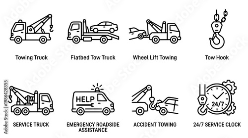 Tow Truck Service Icon Set Minimal