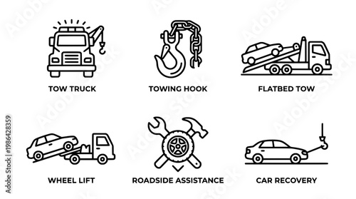 Tow Truck Service Icon Set Minimal