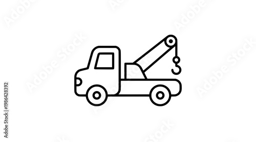 Compact Tow Truck Icon Simple Line Design