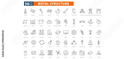 metal structure outline icon set