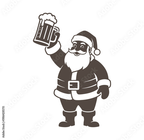 Santa Claus holding a mug of beer in his hand  festive holiday character