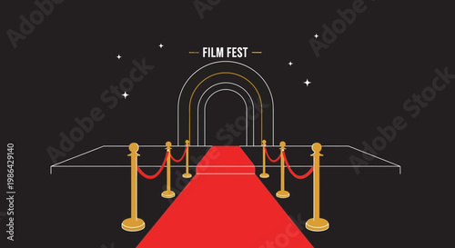 Red Carpet Entrance to Film Festival Arches with Stars