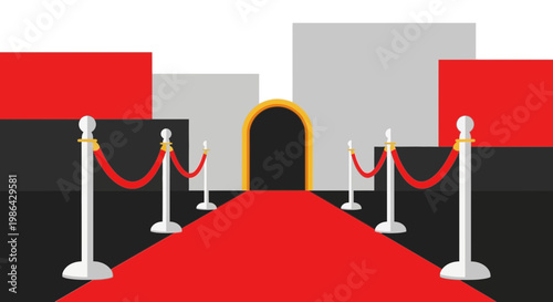 Red Carpet Entrance with Stanchions and Archway, VIP Event, Celebrity Access