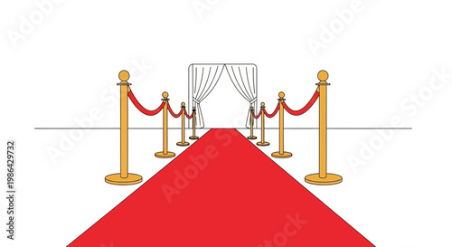Red Carpet Entrance with Velvet Ropes and Curtains - VIP Event Concept