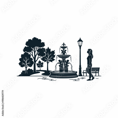 silhouette of a man in a park