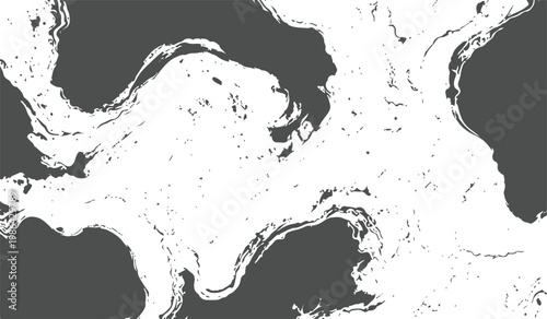  gray and white abstract map with swirling patterns and shapes on a white background.