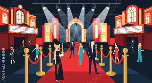 Red Carpet Premiere Event with Celebrities and Searchlights