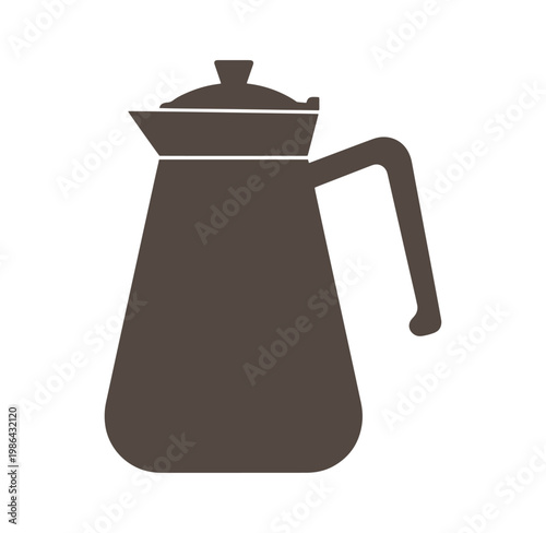 Brown coffee percolator pot with lid and handle for brewing coffee