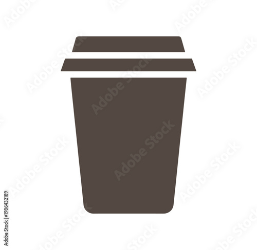 Brown disposable coffee cup with lid  take away coffee container