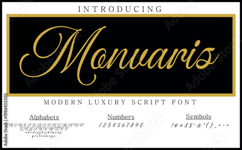 Monvaris is a bold handwritten script font with smooth flowing curves, perfect for branding, logos and modern typography that demands a strong yet elegant visual presence.