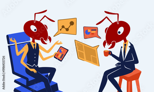 Businessman with Ant Head Group Doing Discussion