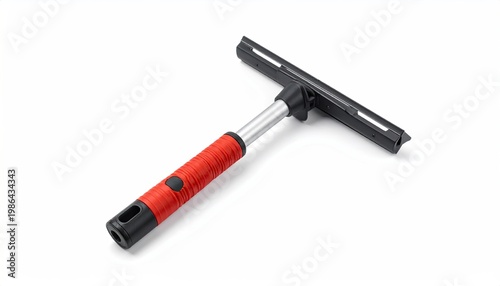 Window squeegee with red handle isolated on white cleaning tool for glass surfaces household cleaning equipment for washing windows and mirrors