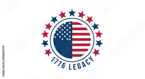 American patriotic logo, USA independence emblem, 1776 legacy badge, vector patriotic symbol