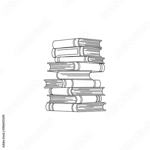 A stack of books in a neat pile on a plain background