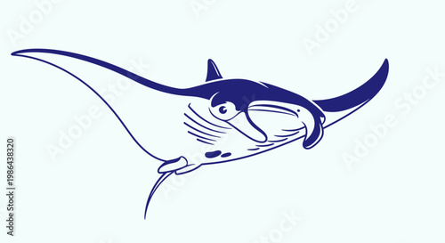 Manta Ray Silhouette - Ocean Dweller, Marine Life Illustration