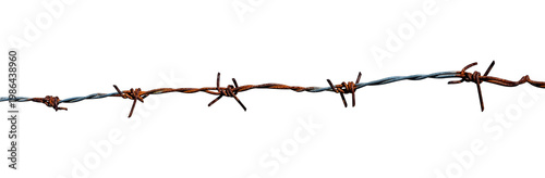 Fotografía rusty barbed wire isolated on white
