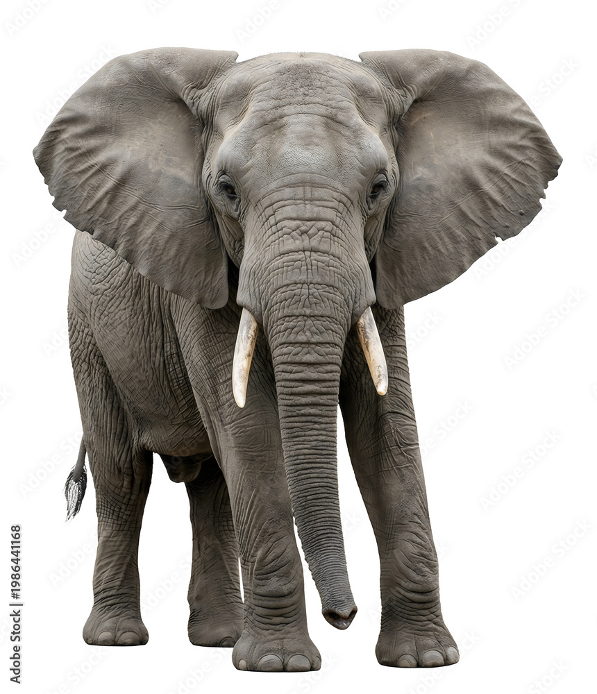 Fototapeta premium Majestic African Elephant PNG Cutout: Isolated Elephant on Transparent Background for Design and Illustration - Stock Photo