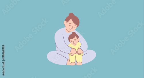 Mother and child sitting together.