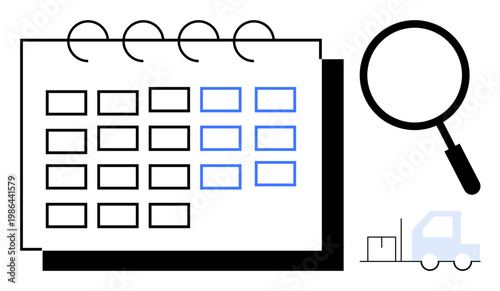 Logistics concept. Logistics scheduling for delivery and supply chain management. Logistics includes planning shipments, tracking deliveries, and optimizing transport. Great for shipping, supply
