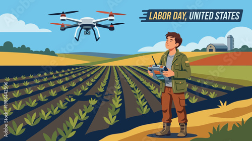 Labor Day USA Modern Farming with Agricultural Drone Technology