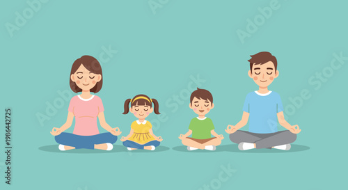 Family sitting in meditation together.