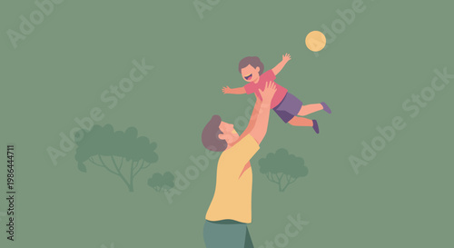 Man tossing baby in the air.