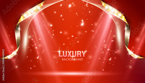 Futuristic Red Background Banner Backdrop With Light Effect. Vector graphic eps 10. Perfect for technology background, stage, awward background.