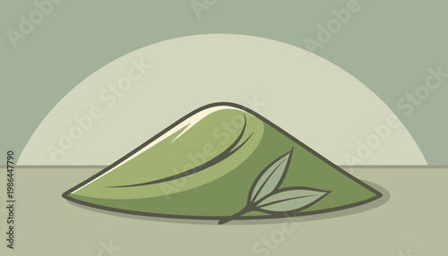 A cartoon green food wrapped in leaf.