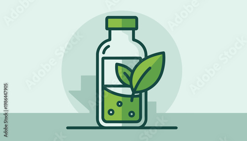 Eco friendly green leaf in bottle.