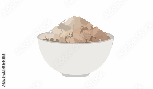 Minimal couscous watercolor illustration with simple bowl and soft grain texture vector isolated on white background