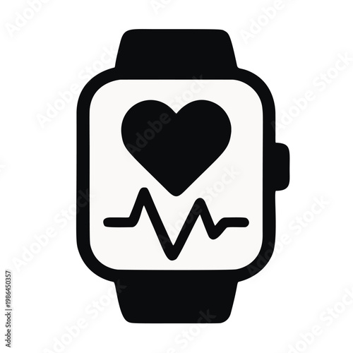 Outline Minimalist Smartwatch Heart Rate Monitoring Application Technology Device Icon
