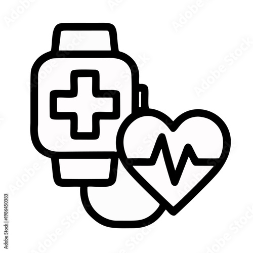 Outline Minimalist Smartwatch Heartbeat Health Monitoring Application Icon