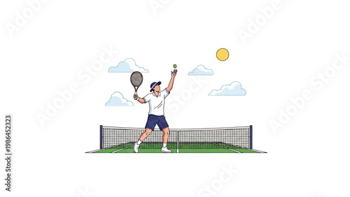 Man playing tennis with racket.