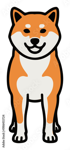 Cute shiba inu dog front view portrait. Generative AI
