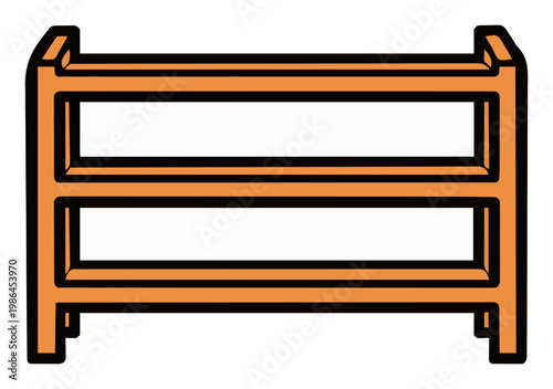 Shoe rack bench front view vector illustration. Generative AI