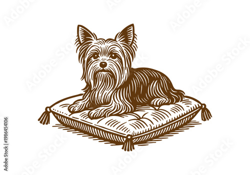 Yorkshire Terrier Dog hand drawn simple sketch vector illustration