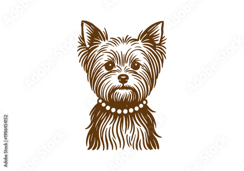 Yorkshire Terrier Dog hand drawn simple sketch vector illustration